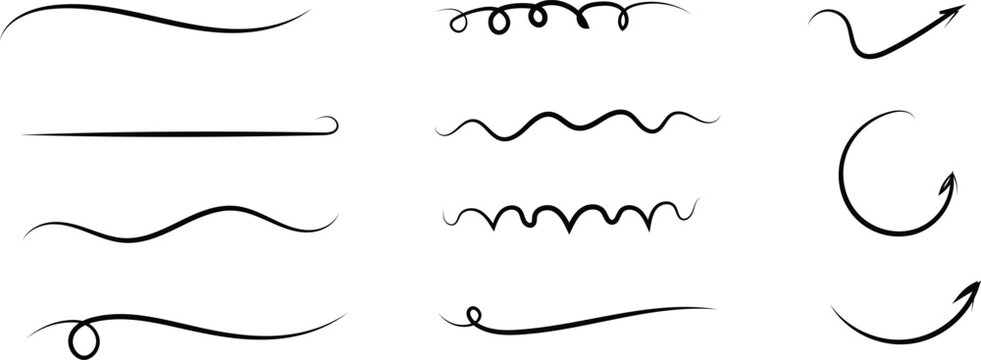 Hand draw lines set. Vector