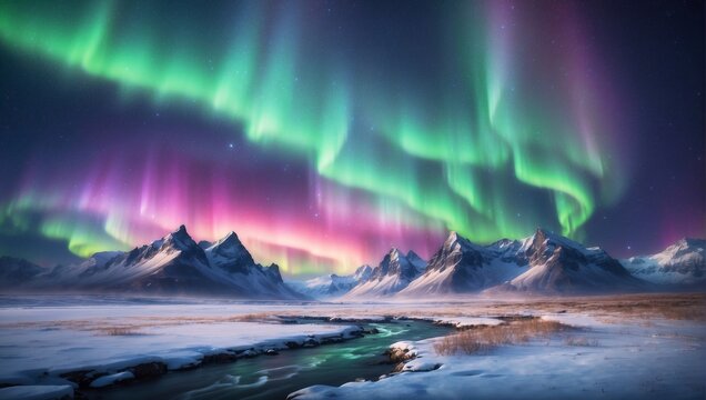 Aurora Borealis Over Tundra