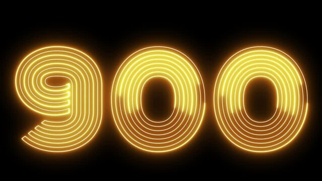 900 number text font with neon light. Luminous and shimmering haze inside the letters of the text 
nine hundred. 900 number neon sign.