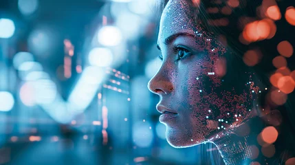 The face of a cyber mind. Technology background concept © Igor
