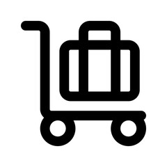 luggage cart line icon