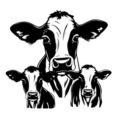 Cow Family Vector Illustration