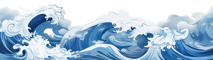 Fototapeta na wymiar Illustration of Water Waves in Japanese Art