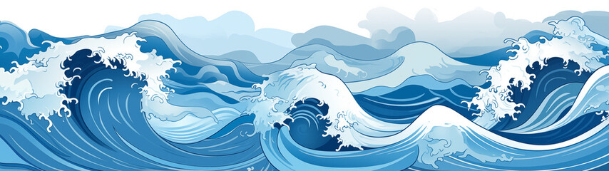 Fototapeta premium Illustration of Water Waves in Japanese Art