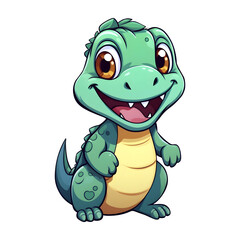 Obraz premium Cute dinosaur cartoon on transparent background.