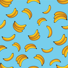 seamless banana pattern with isolated blue background