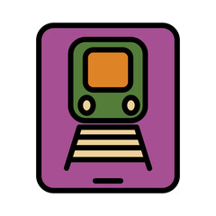 Smartphone Technology Train Filled Outline Icon