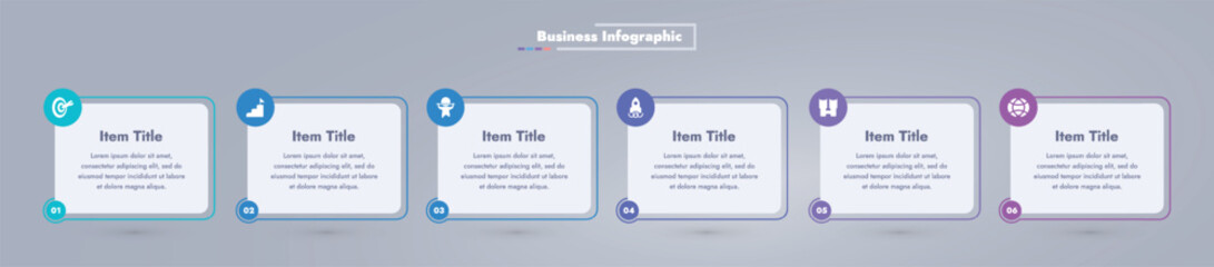 This infographic image features a modern and minimalistic design that illustrates an information process or sequence of events in a business. For presentations, websites or brochures.