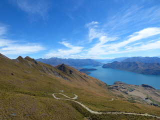 View from Roy's Peak track, South Island of New Zealand. Wanaka, Mt. Aspiring national park. View...