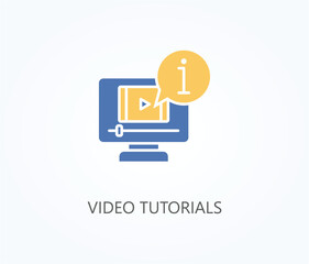 Video tutorials vector icon. Simple element illustration sign symbol EPS