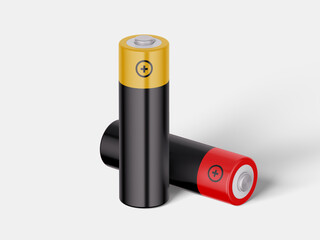 3D illustration. AA battery mockup isolated.