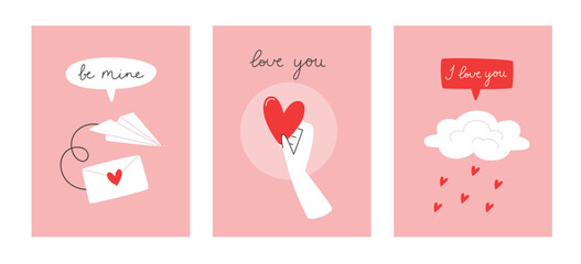 A set of bright cards for Valentine's Day