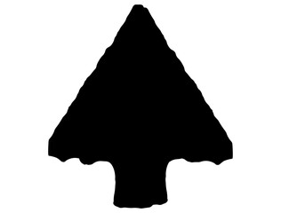 Native American stone arrowhead silhouette vector art