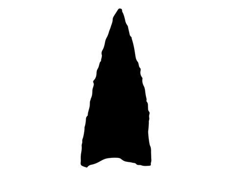 Native American stone arrowhead silhouette vector art