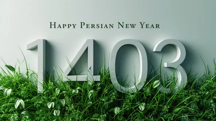 Fotobehang happy Nowruz persian new year, 1403, iranian new year, haftsin, green  © Orod