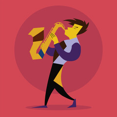 saxophone player vector stock Illustration, Jazz Music Vector, Saxophone vector