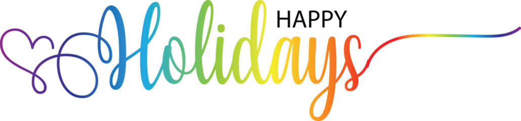 Happy holidays phrase. Modern pen vector calligraphy. Greeting holiday card, Christmas and New Year phrase. Ink illustration isolated on white. Hand lettering inscription to winter holiday design