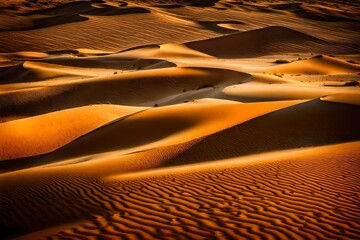 Fototapeta na wymiar Lose yourself in the vastness of nature with a super realistic stock photo capturing the allure of endless desert sand dunes at sunset.