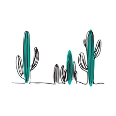 cactus one line art illustration