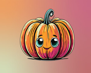 pumpkin with smile face . Orange pumpkin for the holiday Halloween. Vector illustration.