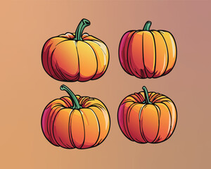Set pumpkin . Orange pumpkin for the holiday Halloween. Vector illustration.