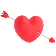 Heart with arrow 3d icon