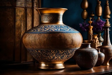 Immerse yourself in the timeless allure of a super realistic stock photo featuring an exquisite Persian vase.