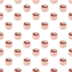 Cup of coffee with marshmallow seamless pattern
