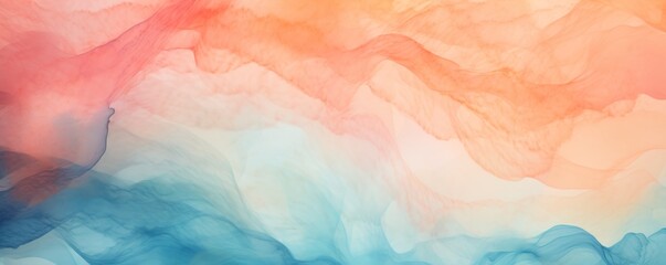 Fototapeta na wymiar Abstract watercolor paint background by teal blue and light salmon with liquid fluid texture for background