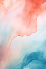 Fototapeta na wymiar Abstract watercolor paint background by teal blue and light salmon with liquid fluid texture for background