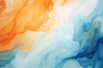 Abstract watercolor paint background by tangerine and dark slate with liquid fluid texture for background