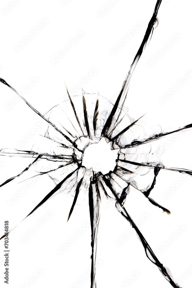 Poster a hole with cracks, the effect of a broken window