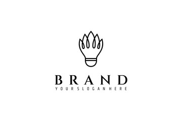 Badminton shuttlecock logo design with outline linear style concept
