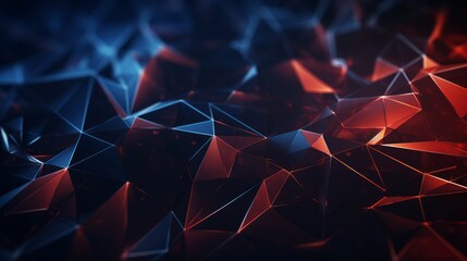 Abstract digital background of glowing triangles, polygons and three-dimensional shapes. An artistic banner for your design project, website. - obrazy, fototapety, plakaty