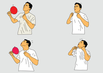 young man suffering from heat wave stoke in very hot weather temperature