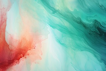 Abstract watercolor paint background by medium aquamarine and indian red with liquid fluid texture for background, banner