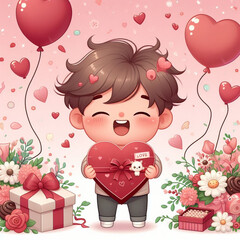 happy lover day boy with heart