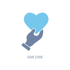 give love concept line icon. Simple element illustration. give love concept outline symbol design.