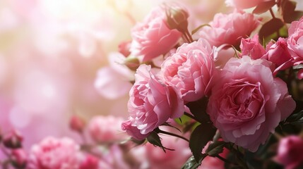 Fototapeta premium Romantic background. Beautiful flowers for Valentine's Day. Romantic background with flowers for birthday, wedding. Spring background with flowers