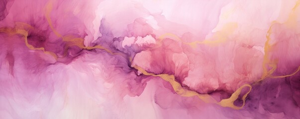 Abstract watercolor paint background by dark orchid and sandy brown with liquid fluid texture for background, banner 