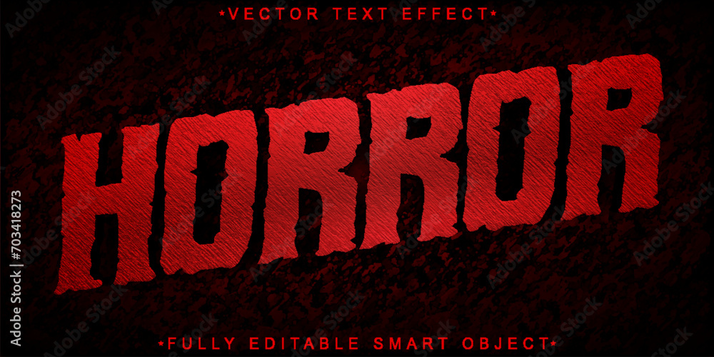 Poster red dark horror vector fully editable smart object text effect