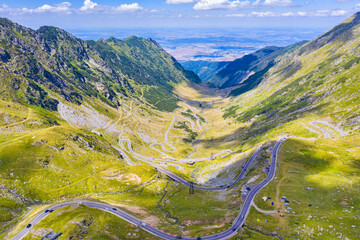 Spectacular road , aerial summer landscape in mountains - 703418261