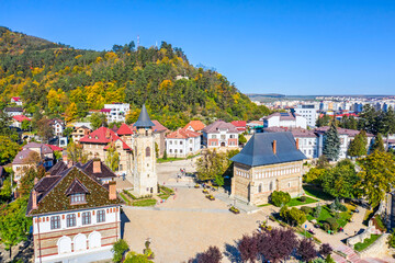 Aerial view of Princely Court historical complex of Piatra Neamt - 703418284