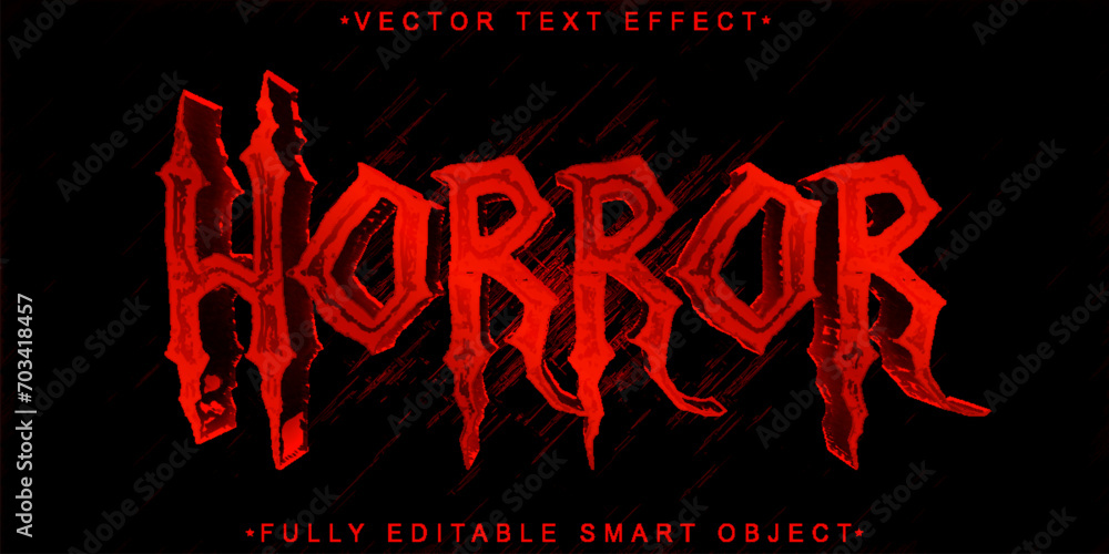 Poster red dark horror vector fully editable smart object text effect