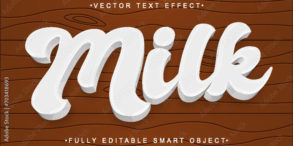 Poster white milk vector fully editable smart object text effect