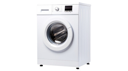 White washing machine on a white isolated