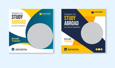 Study abroad social media post design template