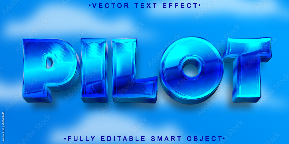 Poster cartoon sky pilot vector fully editable smart object text effect
