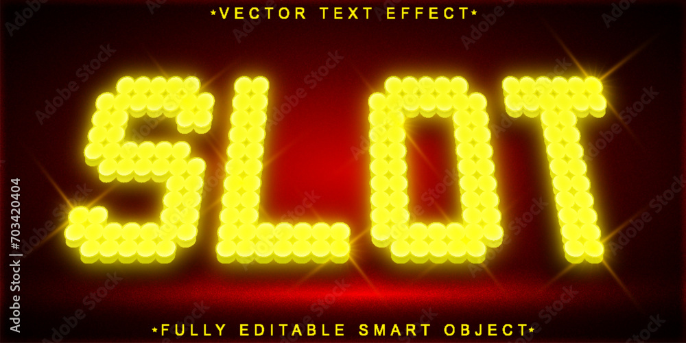 Poster dotted light yellow slot vector fully editable smart object text effect