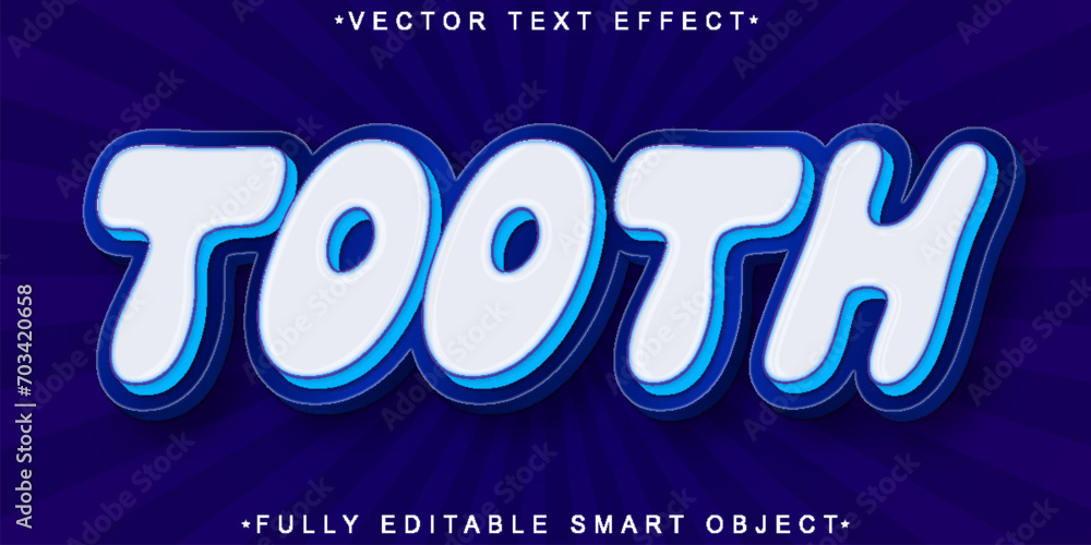 Poster white tooth vector fully editable smart object text effect